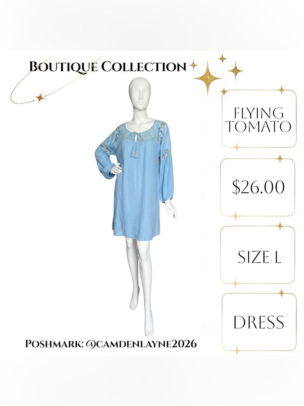 Flying Tomato Light Blue Embroidered Mini Dress - Picture 6 of 11